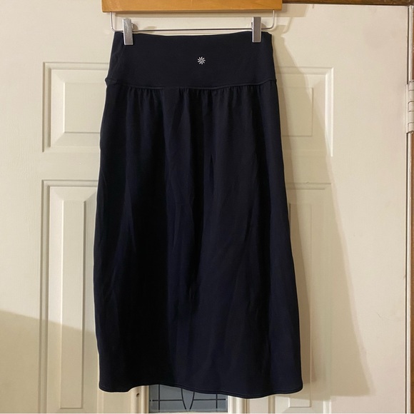 Athleta Women’s Medium Jupe Transcend High Waist Black Midi Skirt - Picture 6 of 9